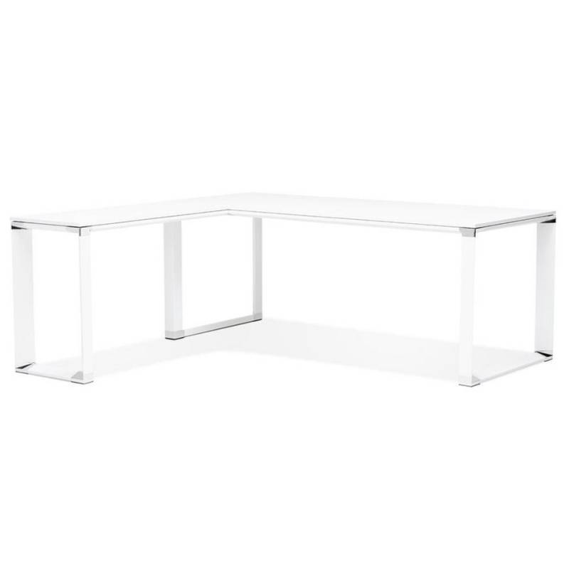 KADIMA DESIGN Schreibtisch Moderner Eckbürotisch, winkelverstellbar, Arbeitstisch groß L-Form, Chromdetails, Kufengestell, Bodenschoner, Große Arbeitsfläche von KADIMA DESIGN