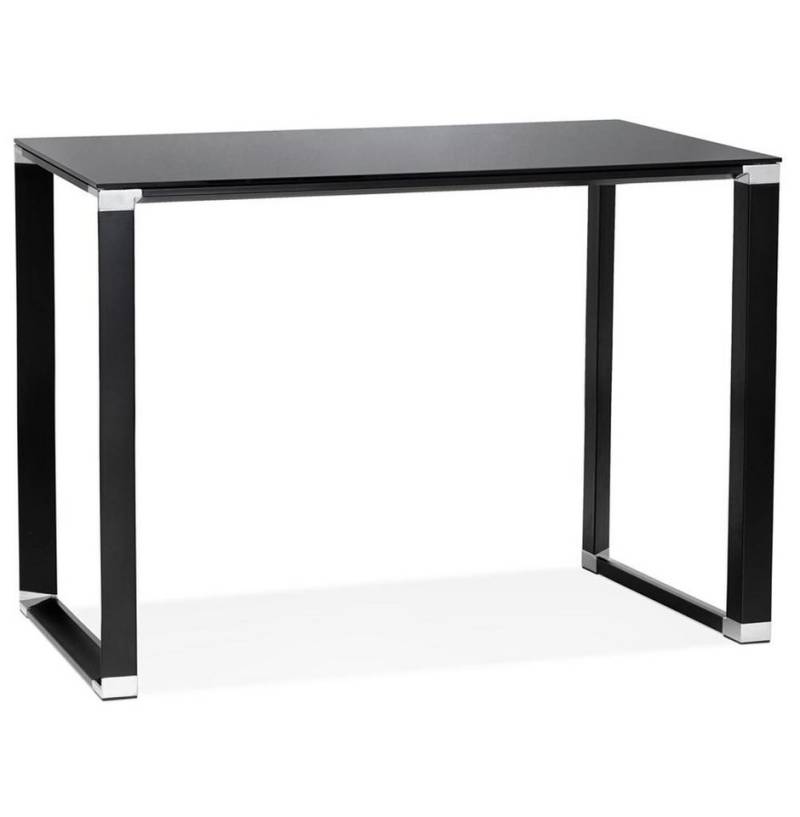 KADIMA DESIGN Schreibtisch Moderner Stehtisch, Glasplatte, Hochtisch 140x70, Bürotisch 101cm hoch, Kufengestell, Chromakzente, Hohe Arbeitsfläche, Robust, Bodenschutz von KADIMA DESIGN
