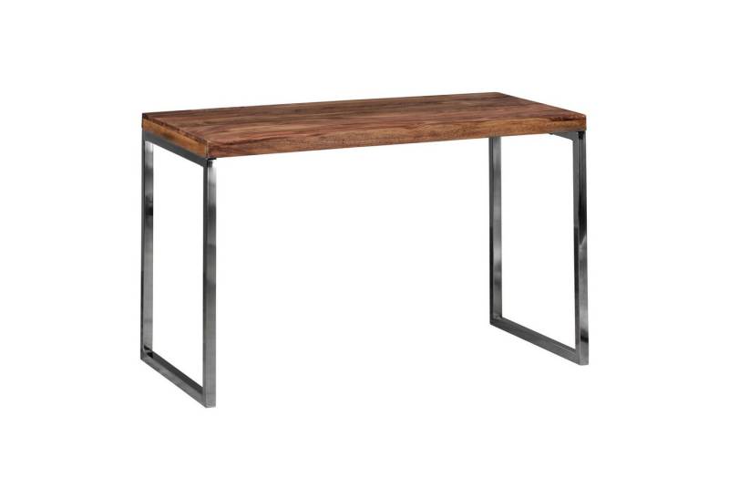 KADIMA DESIGN Schreibtisch Schreibtisch GUNA Massivholz Computertisch 120 x 60 cm Bürotisch (Metallbeinen, Arbeitstisch dunkel-braun für Büro), echtem Holz, Laptoptisch im Landhaus-Stil, Konsolen-Tisch mit von KADIMA DESIGN