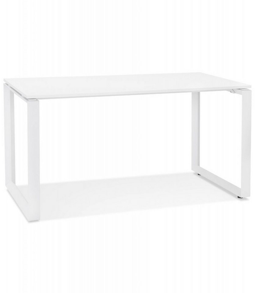 KADIMA DESIGN Schreibtisch Schreibtisch Weiß Holz Metall Arbeitstisch mit Melaminbeschichtung (160x80x74,8 cm Minimalistisches Design BAKUS Kollektion), Gerader Designer Bürotisch mit Moderner Optik von KADIMA DESIGN