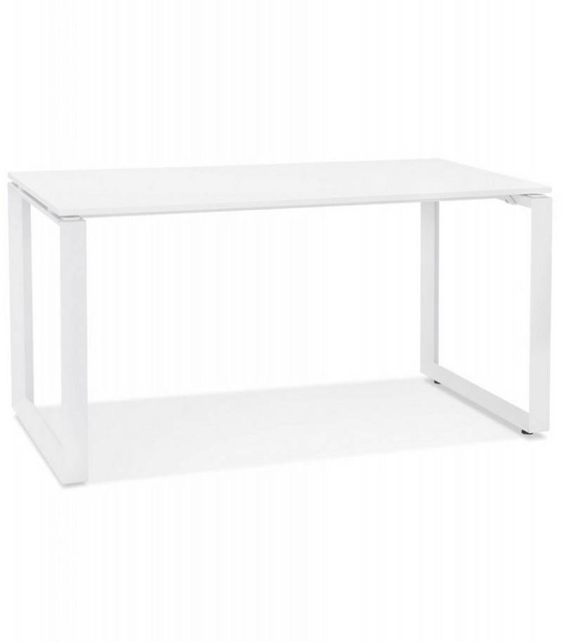 KADIMA DESIGN Schreibtisch Schreibtisch Weiß Holz Metall Arbeitstisch mit Melaminbeschichtung (160x80x74,8 cm Minimalistisches Design BAKUS Kollektion), Gerader Designer Bürotisch mit Moderner Optik von KADIMA DESIGN