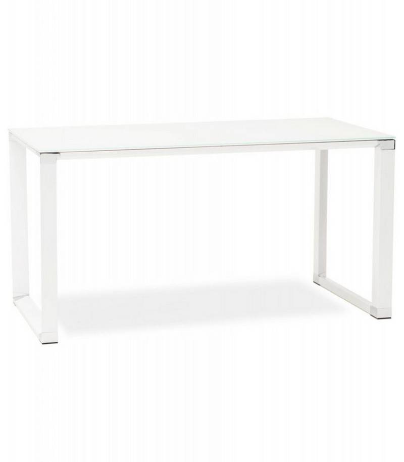 KADIMA DESIGN Schreibtisch Schreibtisch aus Metall und Glas Geradliniges Design (Moderner Arbeitstisch mit gehärteter Glasplatte XLINE Kollektion), Designer Bürotisch mit Chrom Elementen 140x70x73 cm von KADIMA DESIGN