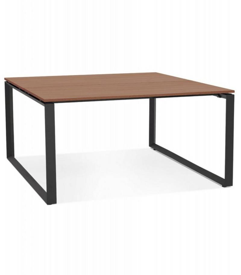 KADIMA DESIGN Schreibtisch Bürotisch mit Walnussplatte aus Holz und Metall Modernes Design (Besprechungstisch mit 8 Plätzen BAKUS SQUARE Kollektion), Quadratischer Bankschreibtisch für 2 Personen 140x140x74 cm von KADIMA DESIGN