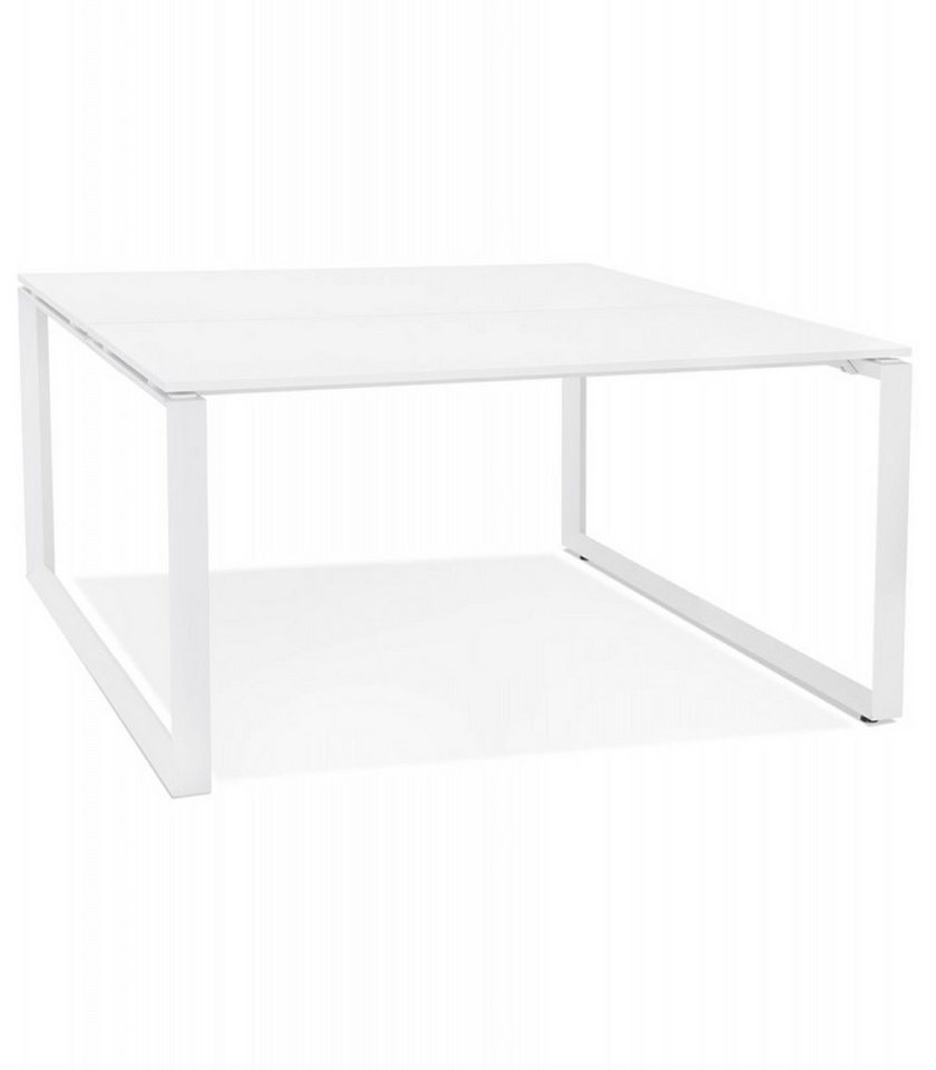 KADIMA DESIGN Schreibtisch Besprechungstisch Schreibtischbank aus Holz und Metall Skandinavisch (Moderner Konferenztisch mit Arbeitsplatz BAKUS SQUARE), Quadratischer Bankschreibtisch für Büroräume 140x140x74 cm von KADIMA DESIGN