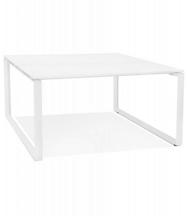 KADIMA DESIGN Schreibtisch Besprechungstisch Schreibtischbank aus Holz und Metall Skandinavisch (Moderner Konferenztisch mit Arbeitsplatz BAKUS SQUARE), Quadratischer Bankschreibtisch für Büroräume 140x140x74 cm von KADIMA DESIGN