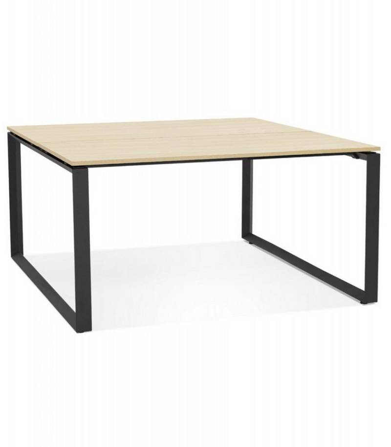 KADIMA DESIGN Schreibtisch Bankschreibtisch aus Holz und Metall Modern Naturholz und Schwarz (Quadratischer Besprechungstisch für 8 Personen), BAKUS SQUARE Modularer Schreibtisch für 2 Personen 140x140x74 cm von KADIMA DESIGN