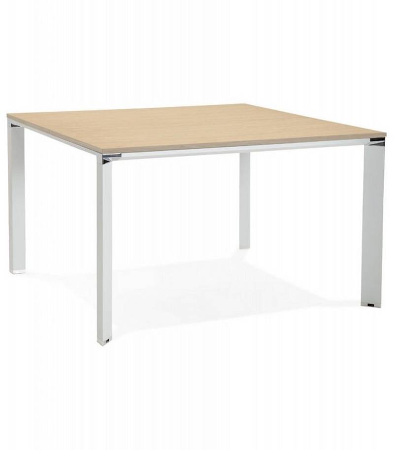 KADIMA DESIGN Schreibtisch Schreibtischbank aus Holz und Metall Beige und Weiß 140x140x74,5cm (Modularer Arbeitstisch für Bürogemeinschaft), Quadratischer Besprechungstisch mit Platz für 8 Personen Modern von KADIMA DESIGN