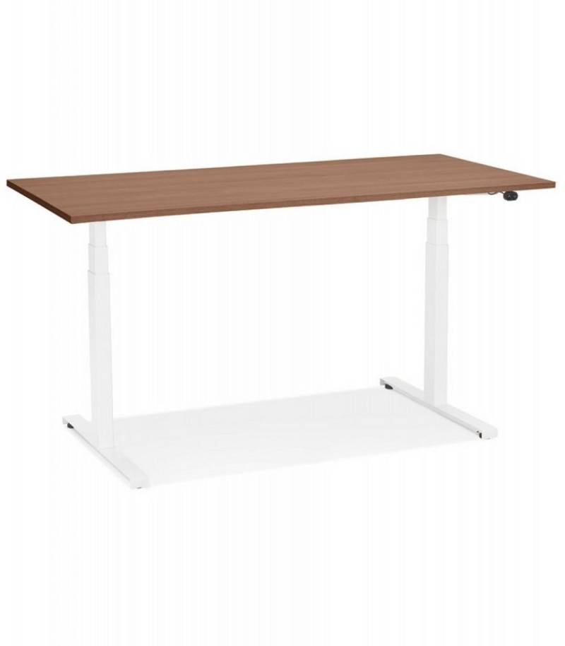 KADIMA DESIGN Schreibtisch Elektrischer Sitz-Steh-Schreibtisch Holz Metall Modern (Ergonomischer Arbeitstisch mit Walnussfinish TRONIK Kollektion), Höhenverstellbarer Computertisch mit Digitalsteuerung 140x70x127 cm von KADIMA DESIGN