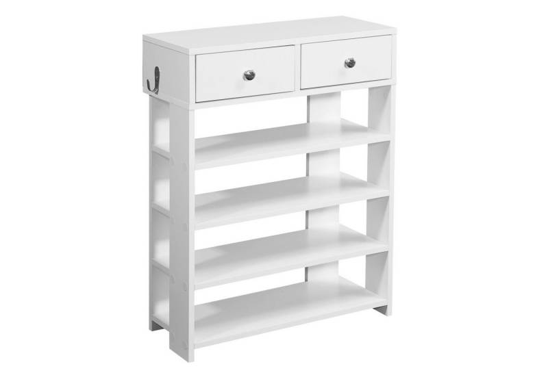 KADIMA DESIGN Schuhschrank Design Schuhregal 60 x 79 x 24 cm Flurregal Weiß (Hohes Standregal mit 4 Fächern) Regal mit zwei Schubladen von KADIMA DESIGN
