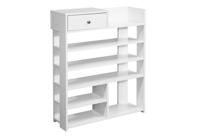 KADIMA DESIGN Schuhschrank Design Schuhregal 75 x 92,5 x 24 cm Flurregal Weiß, Hohes Standregal mit 7 Fächern, Regal mit Schublade von KADIMA DESIGN