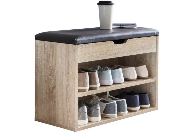 KADIMA DESIGN Schuhschrank Schuhbank mit Sitzfläche Sonoma Garderoben-Bank Holz 60 x 40 x 30 cm, (Truhenbank Schuhtruhe Flurmöbel) Holzbank klein gepolstert, Sitzbank schmal Flur mit Stauraum von KADIMA DESIGN