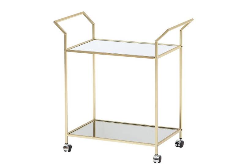 KADIMA DESIGN Servierwagen Design Servierwagen Gold 73x78x37 cm Küchenwagen Glas / Metall, (auf 4 Rollen), Mobiler Beistelltisch, Speisewagen mit Glasplatte, Teewagen Mini Bar von KADIMA DESIGN