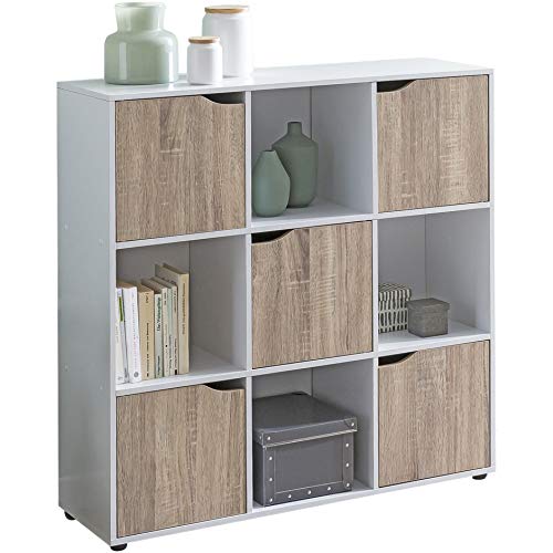 KADIMA DESIGN Sideboard MASSA 89 x 91 x 29 cm Bücherregal mit 9 Fächern Sonoma | Standregal mit 5 Türen | Modernes Würfelregal Raumteiler | Flurschrank offen | Cuberegal Kommode von KADIMA DESIGN