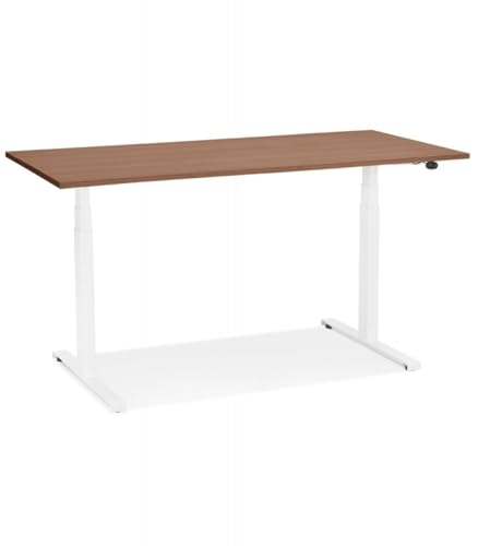 Elektrischer Sitz-Steh-Schreibtisch Holz Metall | Höhenverstellbarer Computertisch mit Digitalsteuerung | Ergonomischer Arbeitstisch mit Walnussfinish | Modern | 140x70x127 cm | TRONIK Kollektion von KADIMA DESIGN