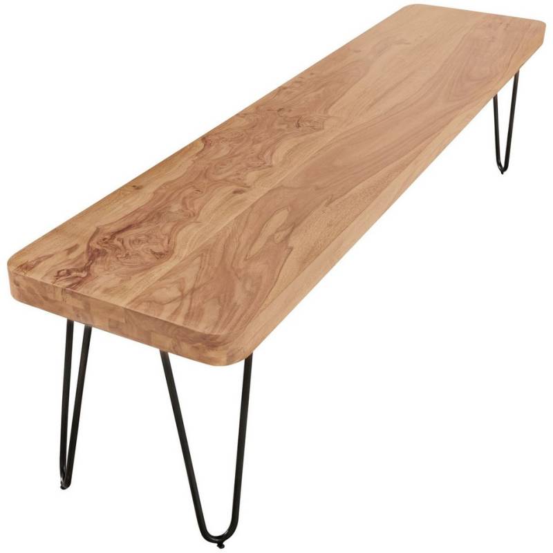 KADIMA DESIGN Sitzbank Esszimmer Sitzbank BAGLI Massiv-Holz Akazie 120 x 45 x 40 cm, Holz-Bank Natur-Produkt Küchenbank im Landhaus-Stil von KADIMA DESIGN