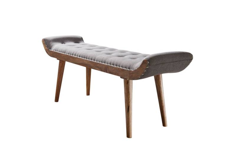 KADIMA DESIGN Sitzbank Sitzbank Stoff / Massivholz Bank Grau 125x51x38 cm (Flurbank Modern), Chesterfield-Design, Polsterbank Flur, Stoffbank Bettbank 2 Personen von KADIMA DESIGN