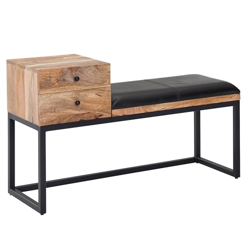 KADIMA DESIGN Sitzbank Ziegenleder/Massivholz Bank 100x60x35 cm im Retro Stil | Flur Polsterbank Metall mit Stauraum | Gepolsterte Lederbank Aufbewahrung Schwarz | Kleine Bettbank KADIMA DESIGN Sitzbank Ziegenleder/Massivholz Bank 100x60x35 cm im Retro Stil | Flur Polsterbank Metall mit Stauraum | Gepolsterte Lederbank Aufbewahrung Schwarz | Kleine Bettbank von KADIMA DESIGN