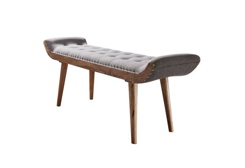 Wohnling Sitzbank Sitzbank Stoff / Massivholz Bank Grau 125x51x38 cm (Chesterfield-Design, Polsterbank Flur, Stoffbank Bettbank 2 Personen), Chesterfield-Design, Polsterbank Flur, Stoffbank Bettbank 2 Personen von Wohnling
