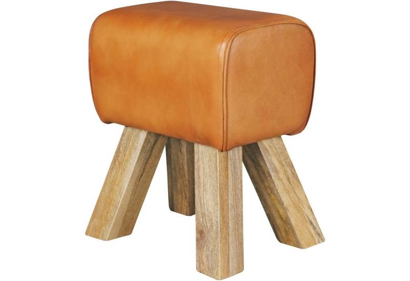KADIMA DESIGN Sitzhocker Design Turnbock Sitzhocker Braun 40 x 30 x 47 cm (Beistellhocker Echtleder Fußhocker), Turnhocker Hocker Lederhocker Springbock von KADIMA DESIGN