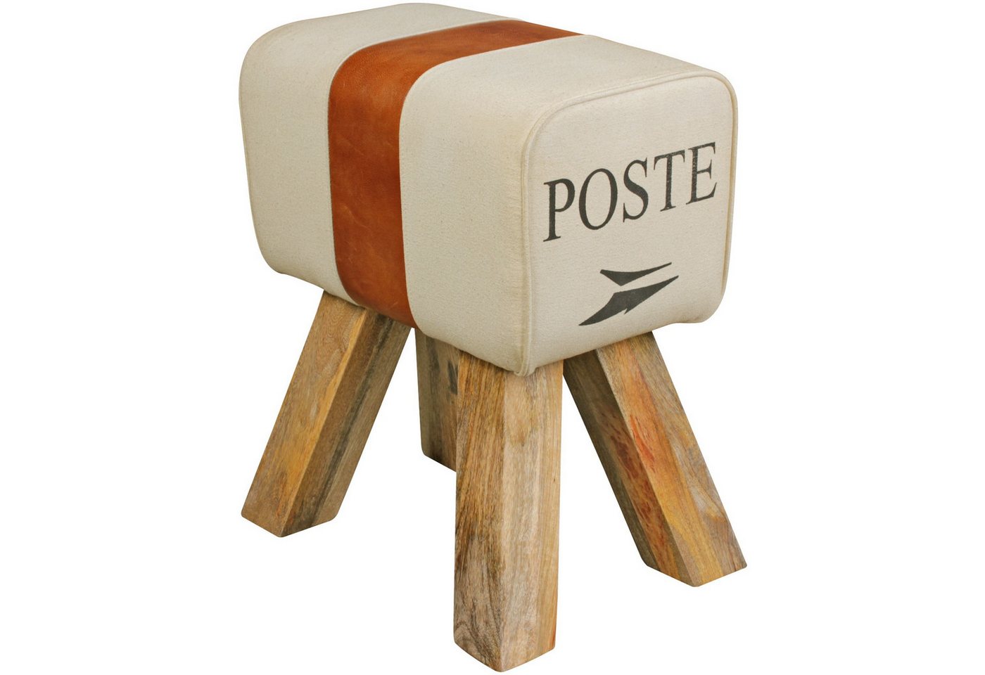 KADIMA DESIGN Sitzhocker Design Turnbock Sitzhocker CANVAS Braun 40 x 30 x 47 cm (Beistellhocker Echtleder Fußhocker), Turnhocker Hocker Stoffhocker Springbock von KADIMA DESIGN