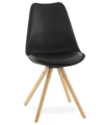 Skandinavischer Stuhl aus Holz Kunststoff | Moderner Designerstuhl mit Polsterung | Ergonomischer Esszimmerstuhl mit Buchenbeinen | Retro Vintage Stil | 56x48x83 cm Sitzhöhe 44 cm | Nordische von KADIMA DESIGN