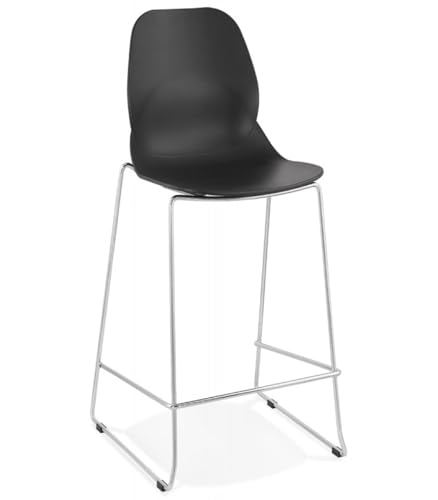 KADIMA DESIGN Hochstuhl Metall Kunststoff | Küchenhocker Industrial Stil | Snackhocker Stapelbar mit Ergonomischem Sitz | Schwarzer Barhocker mit Verchromten Beinen | 51,5x52x101 cm Sitzhöhe 65,5 cm von KADIMA DESIGN