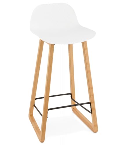 Hochstuhl Küchenhocker aus Holz Plastik | Snackhocker Barhocker mit Rückenlehne | Halbhoher Hocker mit ergonomischem Sitz | Skandinavisches Design | 46x47x86,5 cm Sitzhöhe 69 cm | Maki Mini von KADIMA DESIGN