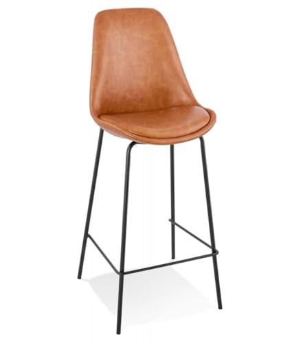 Hochstuhl Küchenhocker aus Metall und Synthetik | Snackhocker RITUAL MINI mit Polsterung | Barstuhl mit Fußstütze und Rückenlehne | Industrie Retro Stil | 49x45x105 cm für Tische 85-95 cm von KADIMA DESIGN