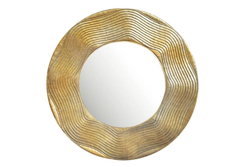 KADIMA DESIGN Spiegel Wandspiegel 74 cm Metall Design Hängespiegel Gold, Aluminium (Flurspiegel Garderobenspiegel Modern), Dekospiegel Rund mit Rahmen Wellenmuster, Spiegel Wand Groß von KADIMA DESIGN