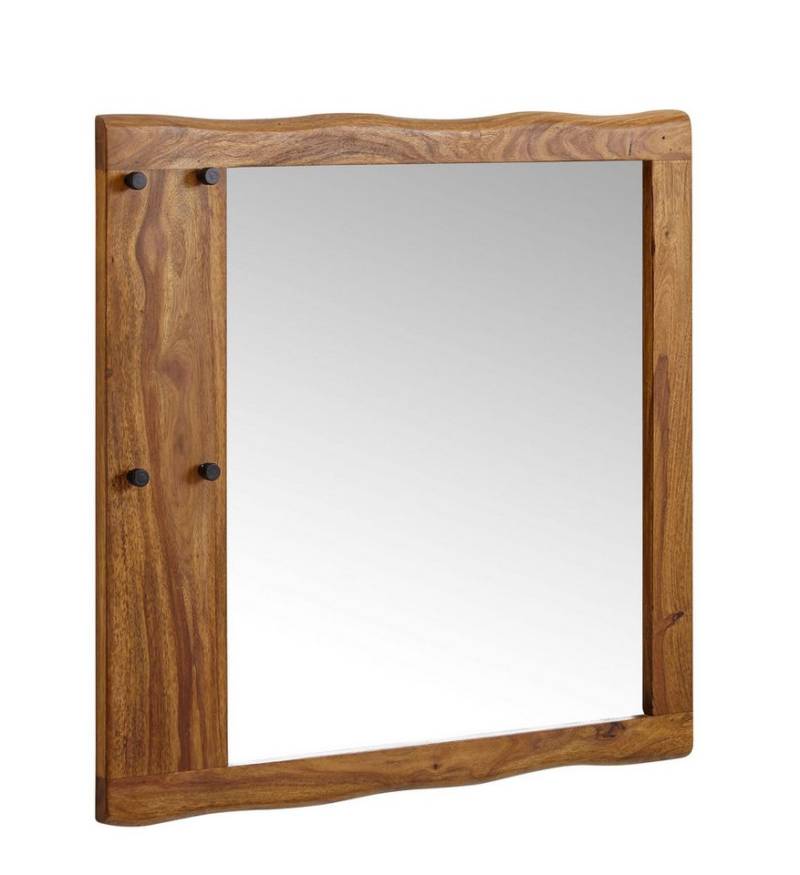 KADIMA DESIGN Spiegel Wandspiegel Massivholz 80x80x3 cm Design Flurspiegel Badspiegel Holz (Garderobenspiegel), Baumkante, Hängespiegel Modern mit Haken, Spiegel Wand Groß, Moderner von KADIMA DESIGN