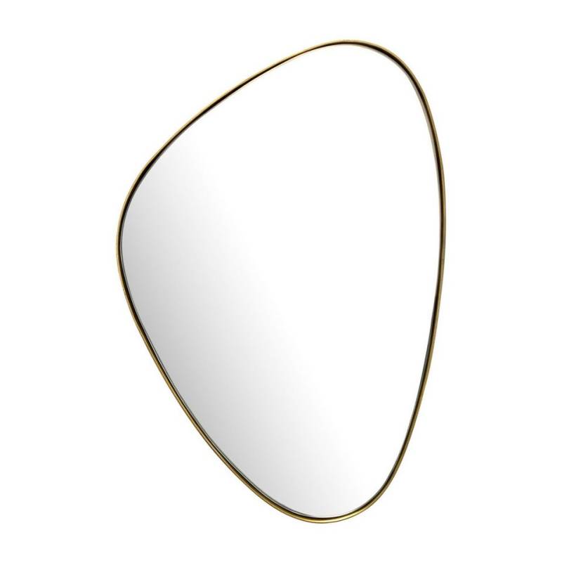 Wohnling Spiegel Wandspiegel Asymmetrisch 46x70 cm Metall Design Hängespiegel Gold, (Eisen Dekospiegel Unförmig mit Rahmen, Spiegel Wand Groß, Flurspiegel), Eisen Dekospiegel Unförmig mit Rahmen, Spiegel Wand Groß, Flurspiegel von Wohnling