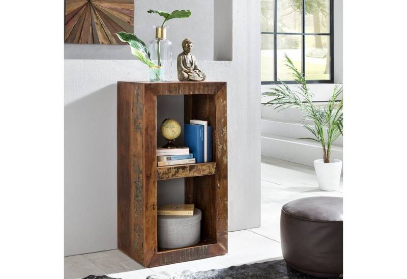 Wohnling Standregal Bücherregal Kalkutta 45 x 35 x 90 cm, Massivholz Regal mit 2 Ebenen, Cube Beistelltisch Wohnzimmer, Standregal, Cube Beistelltisch Wohnzimmer, Standregal von Wohnling