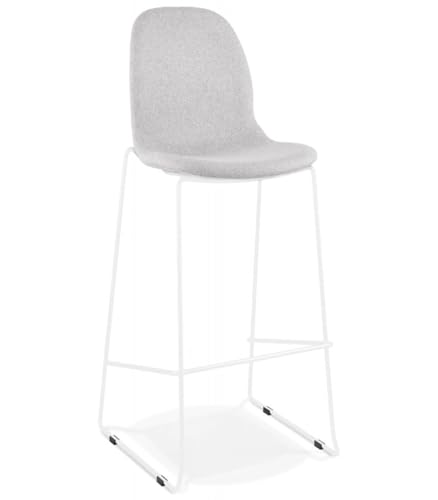 Barhocker Sitz 75 cm Metall Textil | Stapelbarer Hocker für Küche Bartresen | Skandinavischer Barhocker mit Stoffbezug | Minimalistisches Design | Weiß Grau 52,5x54x111 cm | Nordische Kollektion von KADIMA DESIGN