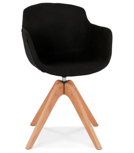 KADIMA DESIGN Armlehnstuhl Holz Textil Schwarz | Esszimmerstuhl mit Polsterung | Bürostuhl mit Armlehnen | Moderner Skandinavischer Stil | 59x54x80 cm | AMOS Kollektion von KADIMA DESIGN