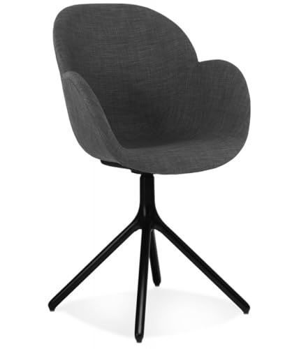 Armlehnstuhl Dunkelgrau Stoff Metall | Eleganter Esszimmerstuhl mit Gepolsterter Sitzfläche | Bequemer Polsterstuhl für Wohnzimmer Büro | Modernes Design | 59x59x85,5 cm | Libra Kollektion von KADIMA DESIGN