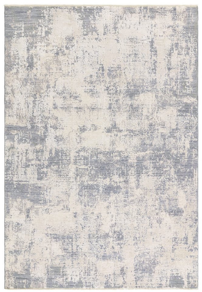 KADIMA DESIGN Teppich Abstrakter Veloursteppich, Naturtöne (Beige/Hellblau), Pflegeleicht, Rechteckig, Höhe: 18 mm, Rutschfester Baumwollrücken, Schallabsorbierend, Pflegeleicht von KADIMA DESIGN