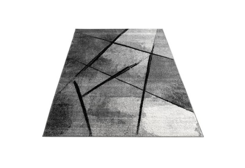 KADIMA DESIGN Teppich Abstraktes Linienmuster Wohnzimmer schmutzabweisend Teppich Kurzflor, Rechteckig, Höhe: 14 mm, Florhöhe: 10 mm, 100% Polypropylen, Rechteckig, 60x100cm, Dunkelgrau von KADIMA DESIGN