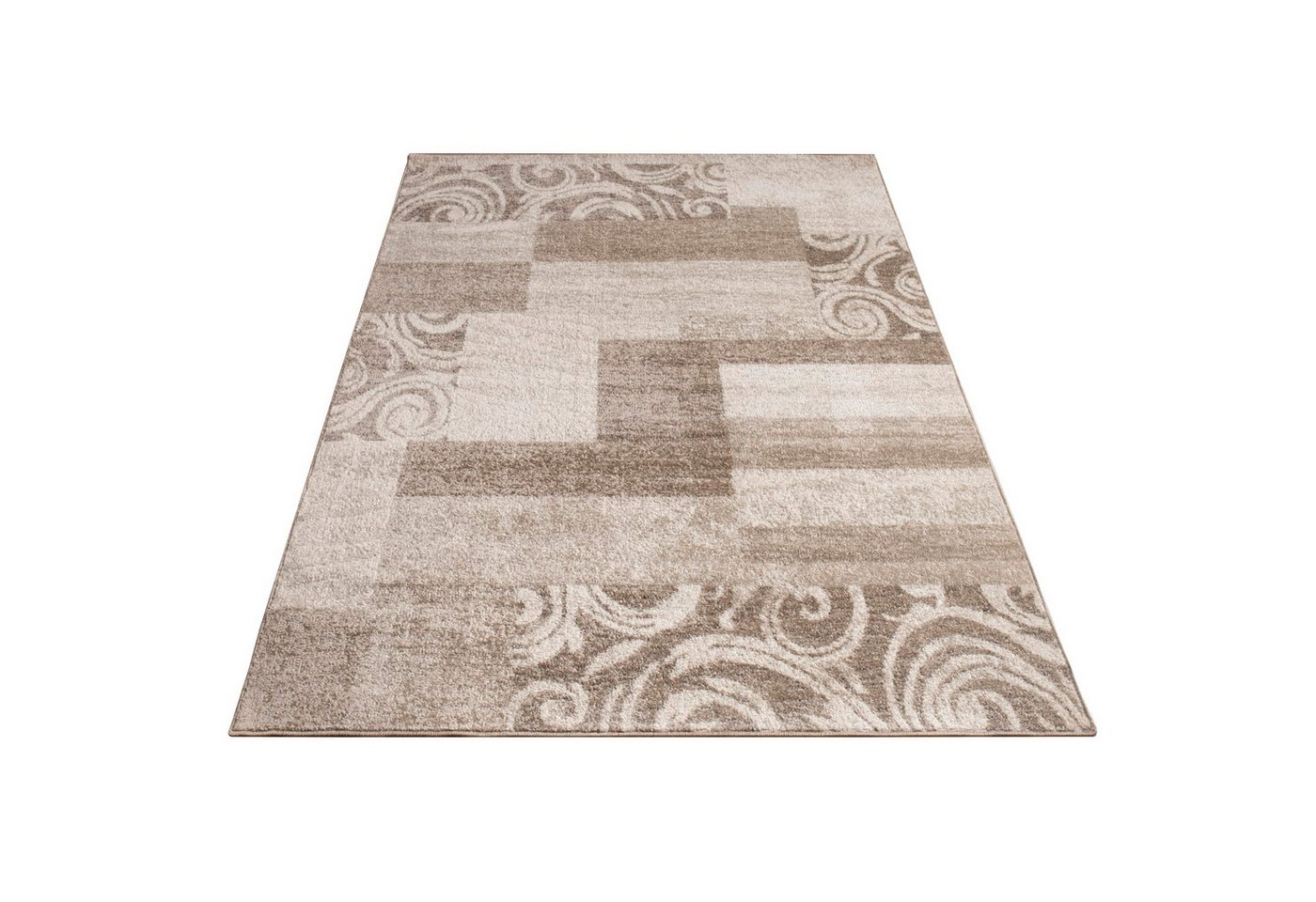 KADIMA DESIGN Teppich Barock-Muster Wohnzimmer schmutzabweisend Teppich Kurzflor, Rechteckig, Höhe: 12 mm, Florhöhe: 8 mm, 100% Polypropylen, Rechteckig, 160x220cm, Braun von KADIMA DESIGN