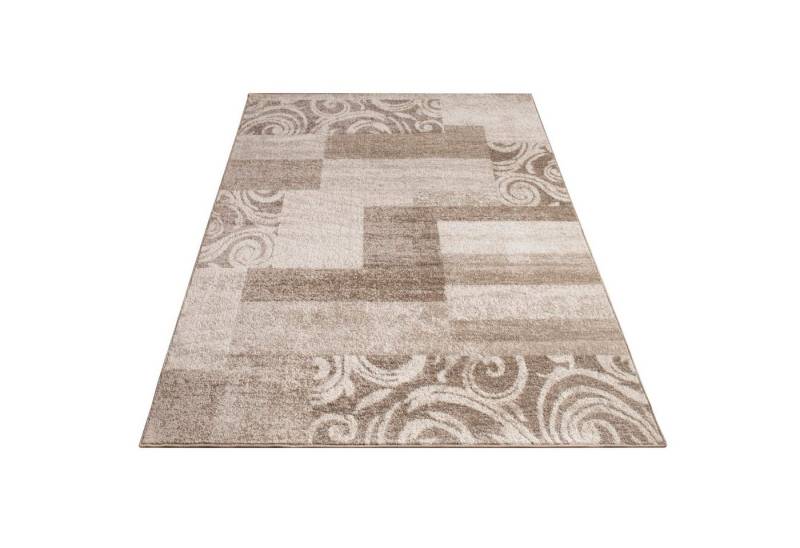 KADIMA DESIGN Teppich Barock-Muster Wohnzimmer schmutzabweisend Teppich Kurzflor, Rechteckig, Höhe: 12 mm, Florhöhe: 8 mm, 100% Polypropylen, Rechteckig, 160x220cm, Braun von KADIMA DESIGN
