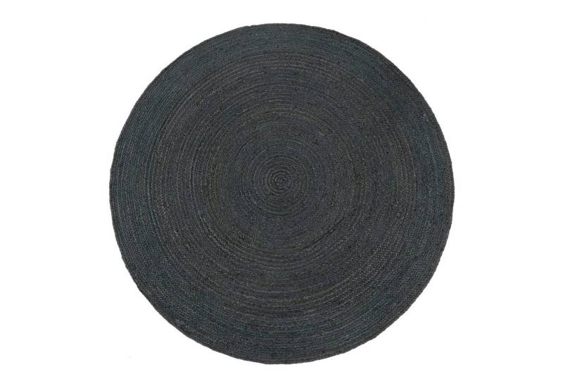 KADIMA DESIGN Teppich Boho wendbar 100% Baumwolle schmutzabweisend Baumwollteppich, Rund, Höhe: 9 mm, Florhöhe: 5 mm, pflegeleicht, Rücken aus Jute, Rund, 80Dcm, Anthrazit von KADIMA DESIGN