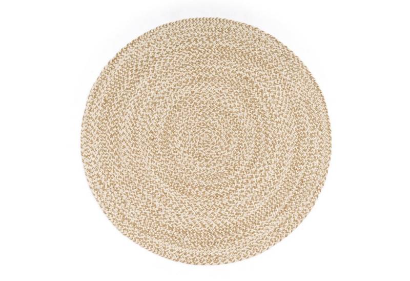 KADIMA DESIGN Teppich Boho wendbar 100% Baumwolle schmutzabweisend Baumwollteppich, Rund, Höhe: 9 mm, Florhöhe: 5 mm, pflegeleicht, Rücken aus Jute, Rund, 80Dcm, Beige von KADIMA DESIGN