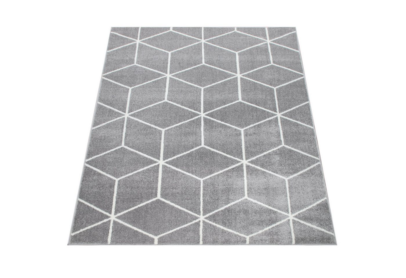 KADIMA DESIGN Teppich Geometrisches Muster Wohnzimmer schmutzabweisend Teppich Kurzflor, Rechteckig, Höhe: 16 mm, Florhöhe: 12 mm, 100% Polypropylen, Rechteckig, 70x140cm, Grau von KADIMA DESIGN