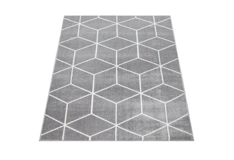 KADIMA DESIGN Teppich Geometrisches Muster Wohnzimmer schmutzabweisend Teppich Kurzflor, Rechteckig, Höhe: 16 mm, Florhöhe: 12 mm, 100% Polypropylen, Rechteckig, 70x140cm, Grau von KADIMA DESIGN