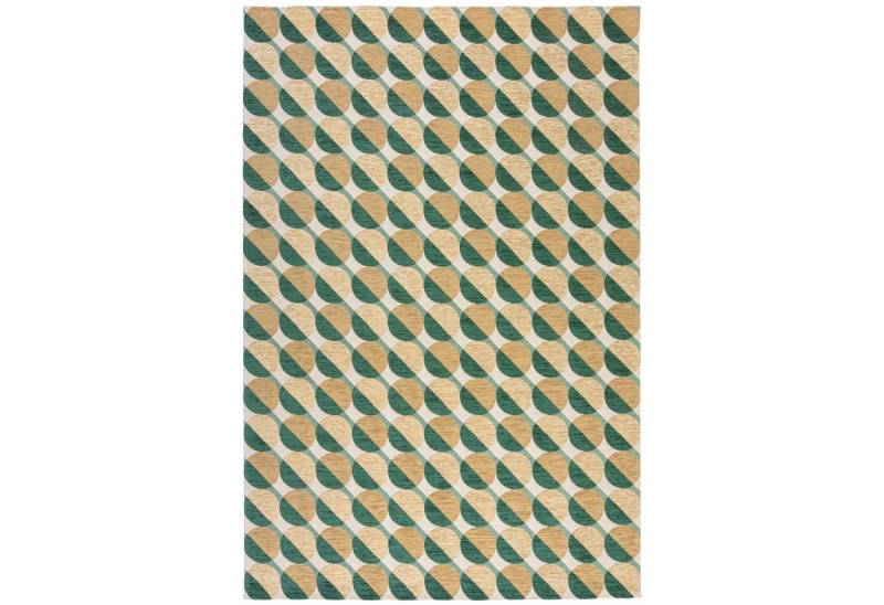KADIMA DESIGN Teppich Kreis Muster, Geometrisch Wohnzimmer Teppich Kurzflor 120x170, Rechteckig, Höhe: 0 mm, Grün-Natur, 52% Acryl, 29% Polyester, 19% Baumwolle, Flachgewebe von KADIMA DESIGN