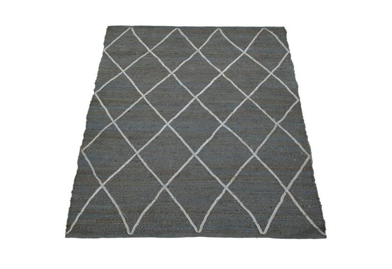 KADIMA DESIGN Teppich Rauten wendbar 100% Jute schmutzabweisend Jute Teppich, Rechteckig, Höhe: 13 mm, Florhöhe: 9 mm, nur Ausklopfbar, 80x150, Anthrazit von KADIMA DESIGN