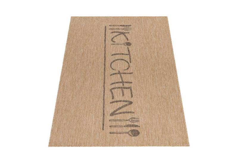 KADIMA DESIGN Teppich Schriftzug Wohnzimmer schmutzabweisend Teppich Kurzflor, Läufer, Höhe: 4 mm, 100% Polypropylen, Rücken aus Polypropylen, Läufer, 60x100cm, Beige von KADIMA DESIGN
