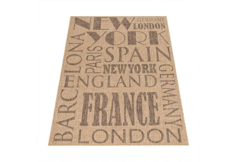 KADIMA DESIGN Teppich Schriftzug Wohnzimmer schmutzabweisend Teppich Kurzflor, Rechteckig, Höhe: 4 mm, 100% Polypropylen,120x160, Beige von KADIMA DESIGN