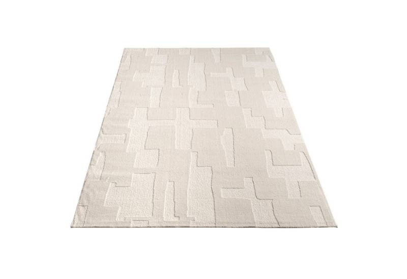 KADIMA DESIGN Teppich Struktur Wohnzimmer 100% Polyester Teppich Kurzflor, Rechteckig, Höhe: 14 mm, Florhöhe: 10 mm, 100% Polyester, Rechteckig, 80x150cm, Creme von KADIMA DESIGN