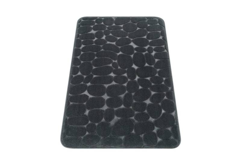 KADIMA DESIGN Teppich waschmaschinenwaschbar Abstrakt 3D Flur Waschbarer Teppich Badezimmer, Rechteckig, Höhe: 5 mm, Florhöhe: 1 mm, 100% Polyester, Rechteckig, 50x80cm, Anthrazit von KADIMA DESIGN