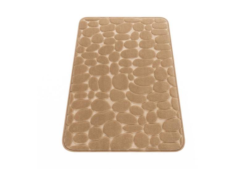 KADIMA DESIGN Teppich waschmaschinenwaschbar Abstrakt 3D Flur Waschbarer Teppich Badezimmer, Rechteckig, Höhe: 5 mm, Florhöhe: 1 mm, 100% Polyester, Rechteckig, 50x80cm, Beige von KADIMA DESIGN